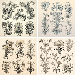 flourish scroll victorian deco swirl typographic certificate calligraphic ornamental ornate invitation  - obrazy, fototapety, plakaty