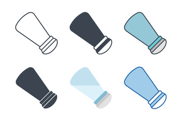 Salt shaker seasoning icon collection with different styles. Salt shaker icon symbol vector illustration isolated on white background