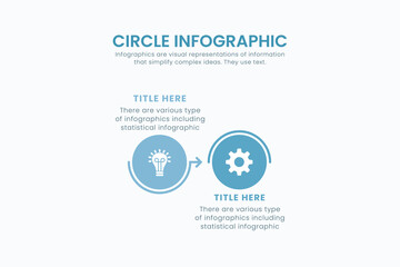 Minimal business circle infographic design template for cycling diagram. presentation and round chart. Business concept with 2 stages. Modern flat vector illustration for data visualization.