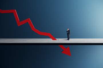 Man facing large downward arrow, symbolizing market crash © Who is Danny