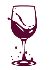 Elegant Dark Red Wine Glass Vector