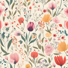 seamless abstract spring flowers texture pattern