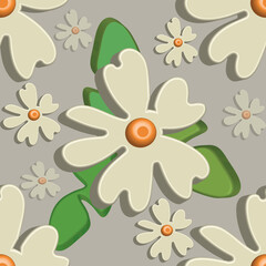 Decorative flower. Chamomile. image on a white and colored background. Seamless pattern.