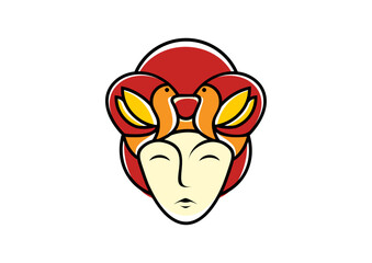 queen logo illustration color vector woman crown design