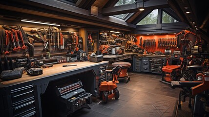 mechanic tools within the garage..