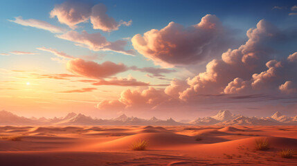 A sunset over a desert