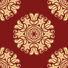 Orient vector classic pattern. Seamless abstract background with vintage elements. Orient red and golden pattern. Ornament barogue wallpaper