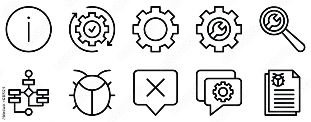 Poster tech support line style icon collection