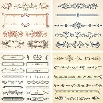 flourish vignette scroll victorian curl swirl typographic certificate calligraphic corner ornamental 