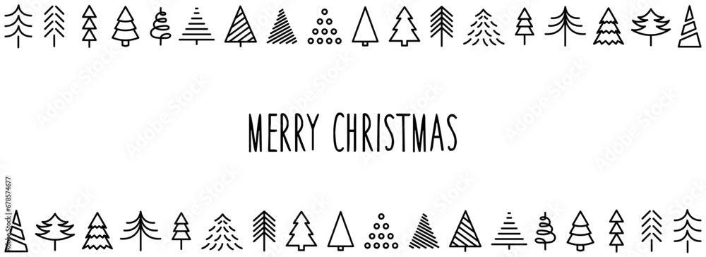 Fototapete christmas card with fir trees. christmas banner with frame of fir trees. christmas tree border in do