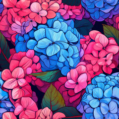 Fototapeta na wymiar Hydrangea Seamless pattern floral background