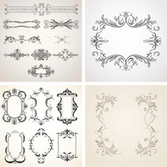 flourish vignette scroll victorian swirl typographic certificate calligraphic corner ornamental ornate