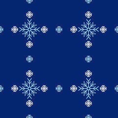 Seamless abstract pattern with snowflakes. Dark blue, blue. Christmas, New Year. Ornament. Designs for textile fabrics, wrapping paper, background, wallpaper, cover.
