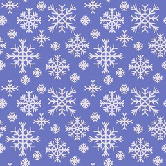 Fototapeta na wymiar Seamless abstract pattern with snowflakes. Blue, white colors. Christmas, New Year. Ornament. Designs for textile fabrics, wrapping paper, background, wallpaper, cover.