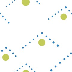 Seamless abstract geometric pattern. Simple background in blue, green, white colors. Illustration. Abstract circles, dots. Design for textile fabric, wrapping paper, background, wallpaper, cover.
