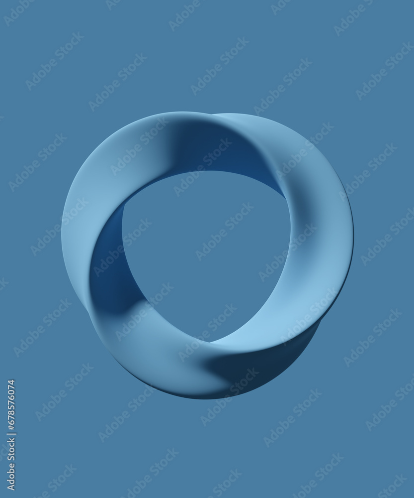 Aufkleber abstract twisted figure. smooth round wavy shape. blue monochrome background. 3d rendering