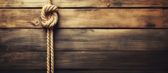 Rusty rope knot on vintage wood old style filter - obrazy, fototapety, plakaty