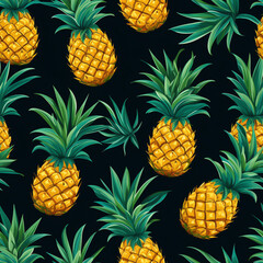 Seamless Pineapple Pattern graphic Illustration