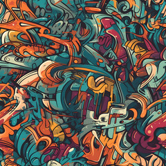 Fototapeta premium colourful seamless abstract graffiti doodles texture pattern