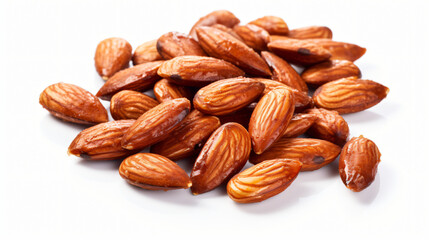 Roasted Almonds with The Sliced On White Background