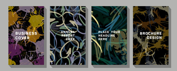 Modern abstract line leaves in lines and arts background with different shapes for wall decoration, postcard or brochure cover design.