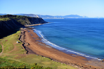 Azkorri beach on the coast of Bizkaia. Basque Country. Spain