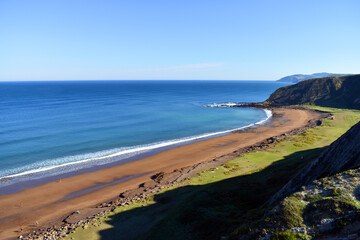 Azkorri beach on the coast of Bizkaia. Basque Country. Spain