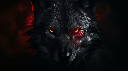 A wolf with yellow eyes