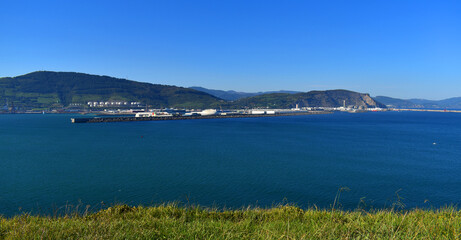 Fototapeta na wymiar Port of Bilbao seen from Getxo. Basque Country. Spain