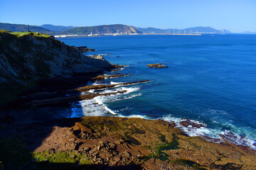 Landscape of Tunelboca cove on the coast of Bizkaia. Basque Country. Spain