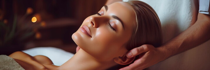 customer enjoying relaxing anti-stress spa massage. Generative AI