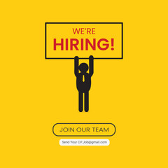 Hiring recruitment open vacancy design , We are hiring join to team announcement creative design. 3D Illustration