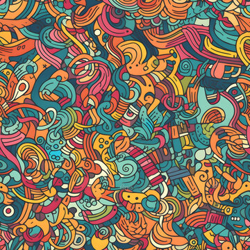 seamless colourful abstract cartoon doodles texture pattern