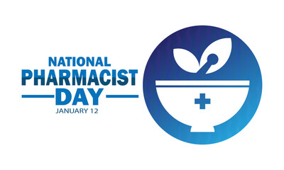 National Pharmacist Day. January 12. Holiday concept. Template for background,  banner, card, poster with text inscription. Vector illustration