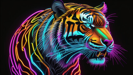 tiger on black background generated ai