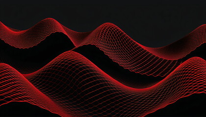 Digital Dynamics: Red Net Grid Waves on Black