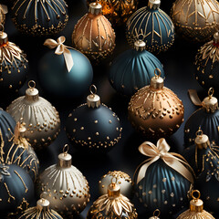 Christmas Green and gold baubles and decorations Seamless 3d pattren