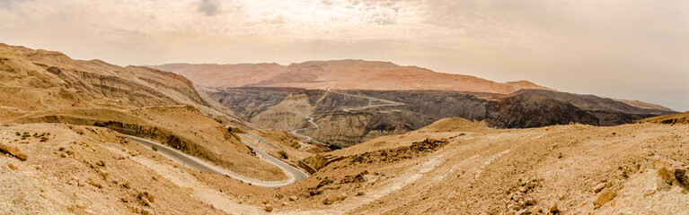 View at the winding road over the Dead sea - Jordan