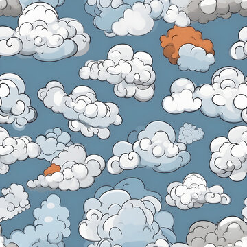 seamless abstract cartoon clouds texture pattern