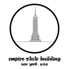 Circle Icon line empire state tower. vector illustration