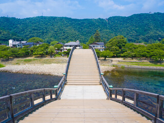 Fototapeta na wymiar Kintaikyo Bridge in Iwakuni town, Yamaguchi Prefecture, Japan.
