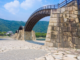 Fototapeta na wymiar Kintaikyo bridge in Iwakuni town, Yamaguchi prefecture, Japan.