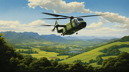 Fototapeta na wymiar American twin-engine tandem rotor heavy-lift helicopter