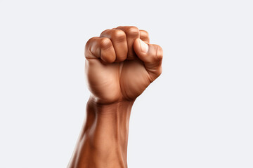 Empowerment Symbol: Raised Fist Isolated on a Transparent Background, a Resilient Gesture Representing Strength and Unity