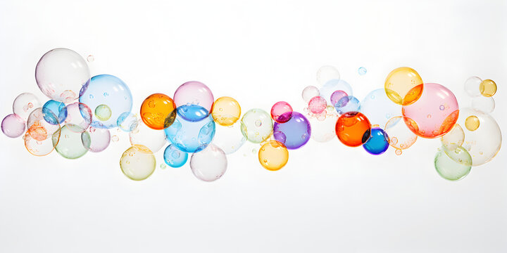 Colorful soap bubbles isolated white background 
