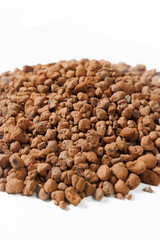 Closeup Heat expanded clay pebbles used construction materials