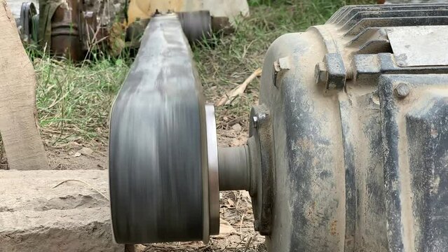 Solar Tube Well System Motor. Solar motor working for tube well water. Super slow motion footage.