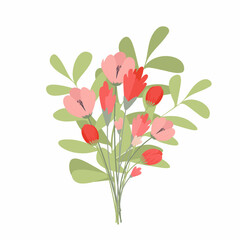 Spring bouquet. Various flowers in a bouquet. Hand drawn vector