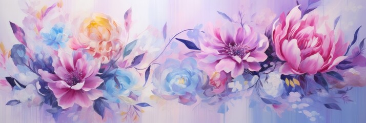 Floral Symphony: Wall Art Poster Featuring Abstract Flowers in the Rich Palette of Oil Acrylic Painting