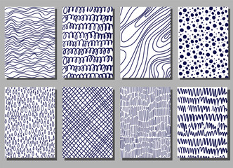 Hand drawn posters set of ink grunge texture.